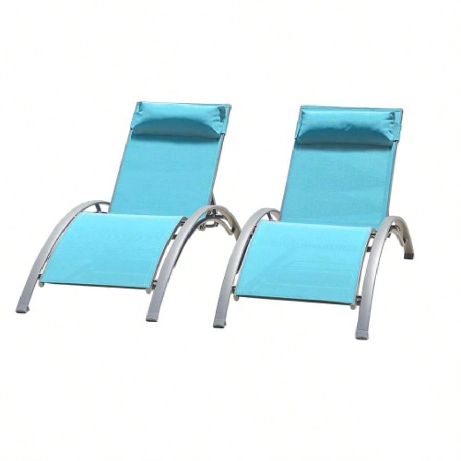 Pool Lounge Chairs Set of 3 - Lake Blue 2 Lounge Chairs+1 Table