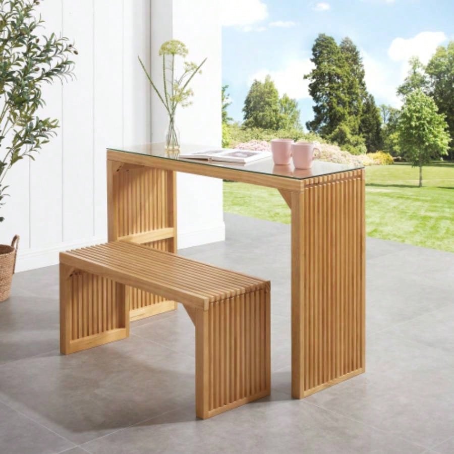Dining and Table, Pine Indoor Wood Entryway, Living Room, Kitchen and Bedroom Table and Set Nature, Long TableTempered glass Included