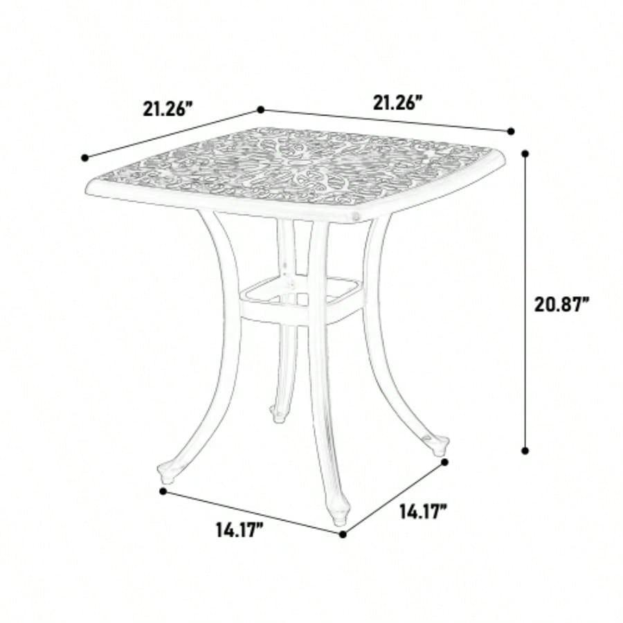 Bistro Set 3 Piece Rustproof Cast Aluminum Patio Furniture Sets 2 Chairs and 1 Round Table Outdoor, Garden, Patio, Balcony, white
