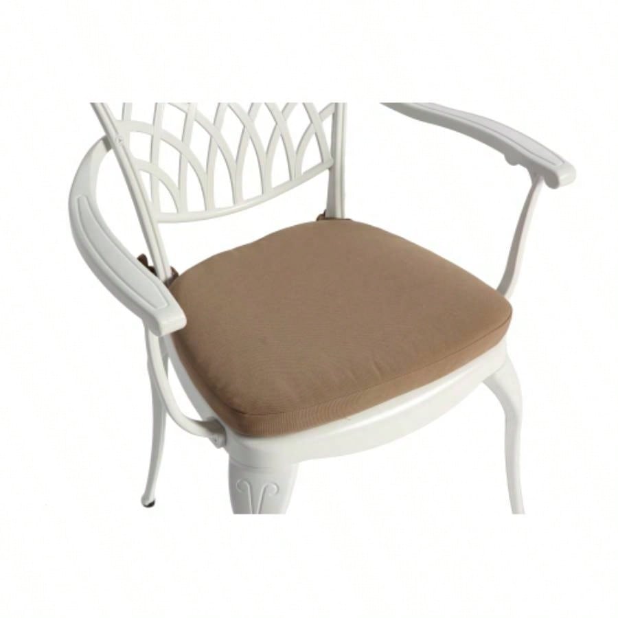 3 Piece Patio Bistro Set Cast Aluminum Bistro Table and Chairs Set of 2 with Hole, All Weather Metal Bistro Table Set, Outdoor Patio Furniture Set Garden with cushion White