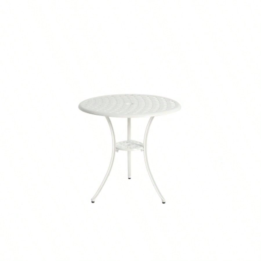 3 Piece Patio Bistro Set Cast Aluminum Bistro Table and Chairs Set of 2 with Hole, All Weather Metal Bistro Table Set, Outdoor Patio Furniture Set Garden with cushion White