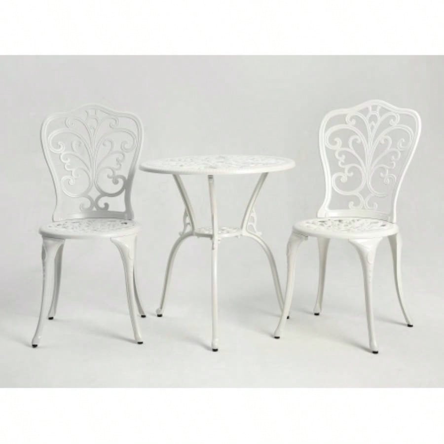 Best Choice Products 3 - Piece Outdoor Rust - Resistant Cast Aluminum Patio Bistro Set white