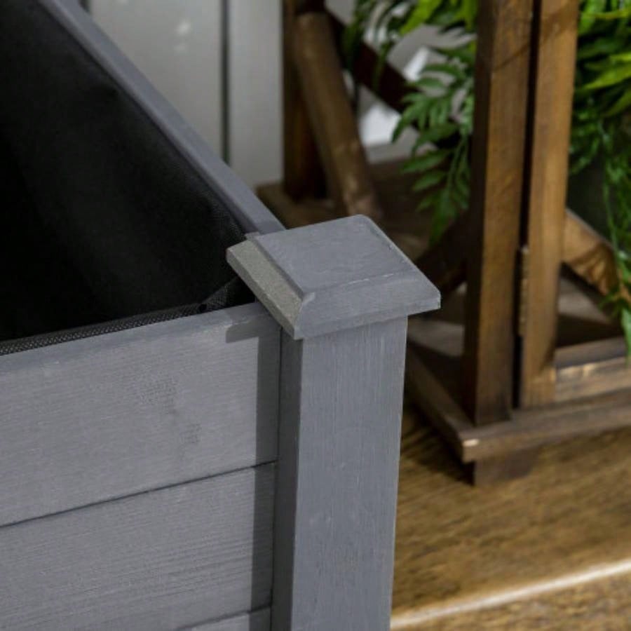 Outsunny Raised Garden Bed with, 48x 22x 30 Elevated Wooden Planter Box, Self - Draining with Bed Liner Vegetables, Herbs, and Flowers Backyard, Patio, Balcony Use, Dark Gray