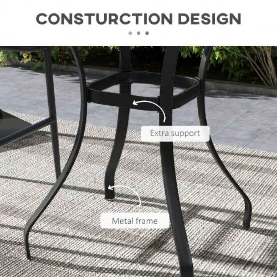 Outsunny 28 Outdoor Dining Table, Faux Wood Patio Furniture, Square Wood - Like Garden Table with Safe Design Deck, Backyard, Lawn, Brown