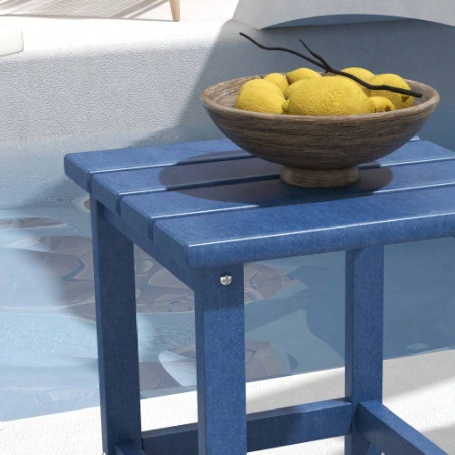 Outsunny Adirondack Side Table, Square Patio End Table, Weather Resistant 15 Outdoor HDPE Table Porch, Pool, Balcony, Blue
