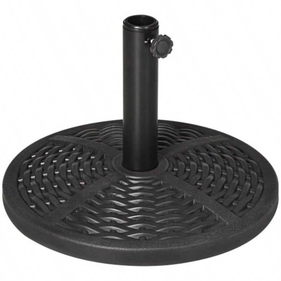 21 lbs. Market Base Holder 18 Heavy Duty Round Parasol Stand with Rattan Design Patio, Black