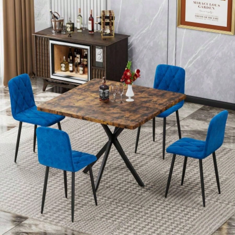 Square Dining Table, Mid Modern Square Dining Table 4 - 6 Person, Coffee Table Kitchen Dining Room, Office, Save Space