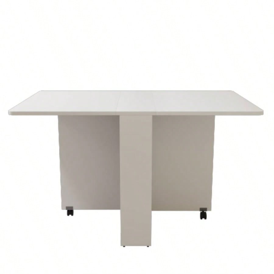 Fully unfolded 51.18 inches white foldable table, suitable small family table or display table convenient, home simple long table, simple and lightweight