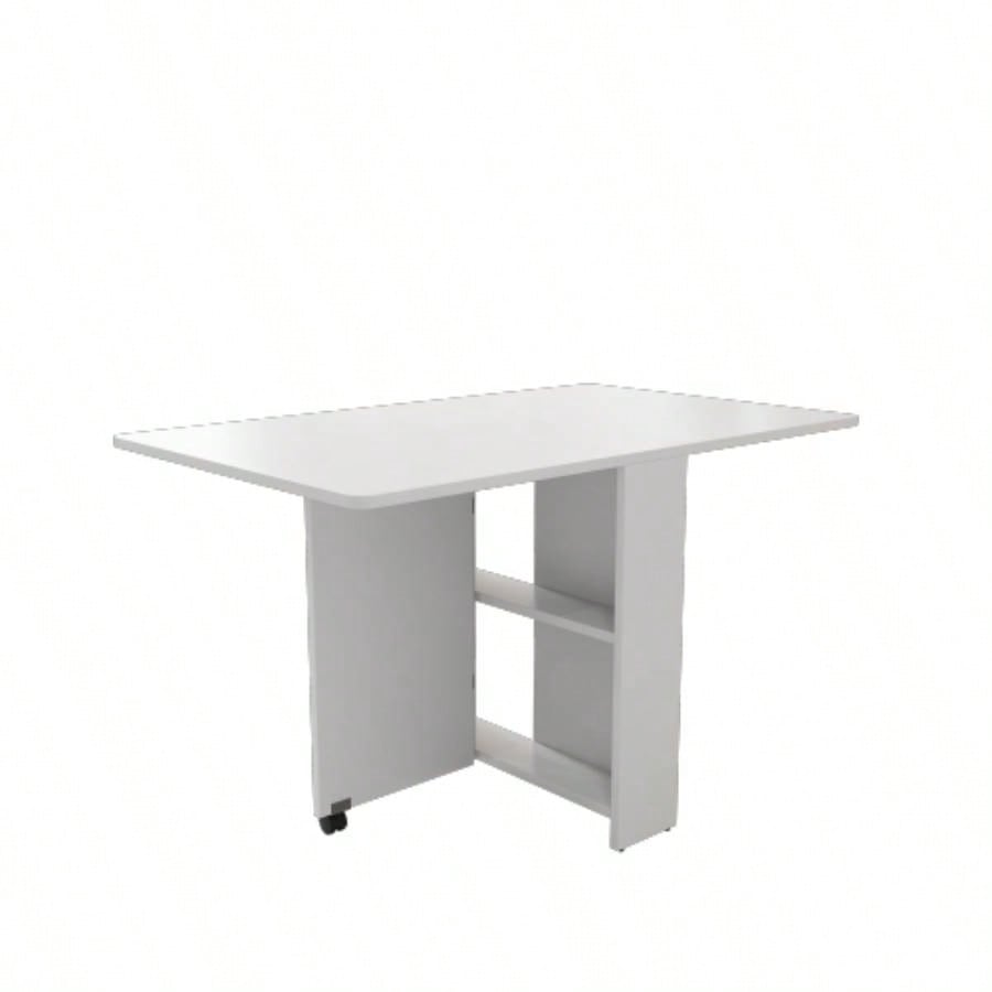 Fully unfolded 51.18 inches white foldable table, suitable small family table or display table convenient, home simple long table, simple and lightweight