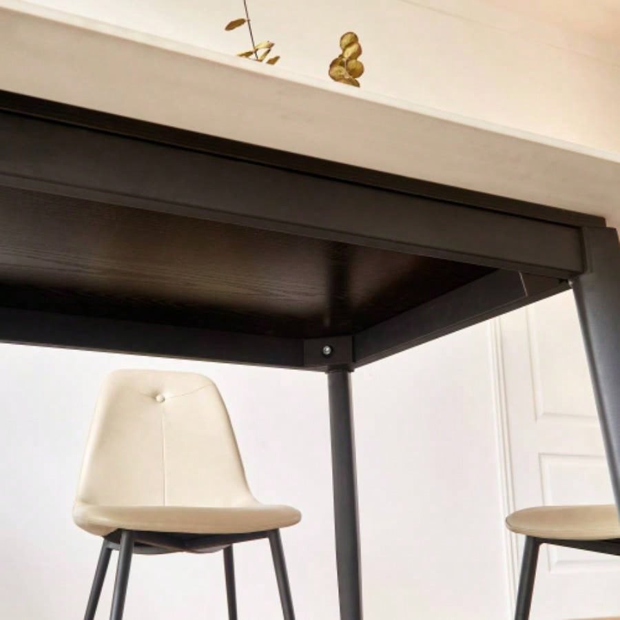 Dining Table Table 55 Rectangular White Kitchen Table with Porcelain Table Top and Metal, Dining Room Table 4, Mid Dinner Table Living Room and Office, Table Only
