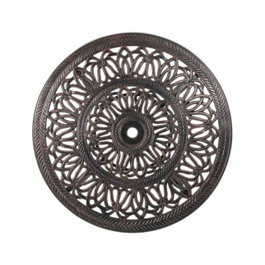 Outdoor Round Cast Aluminum Dining Table, Shiny Copper