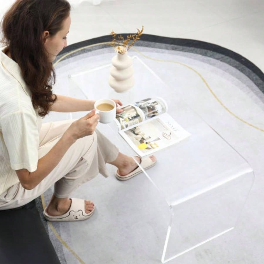 HOMCOM 39.25 Long Rectangle All Acrylic 15mm Thick Waterfall Coffee Table,