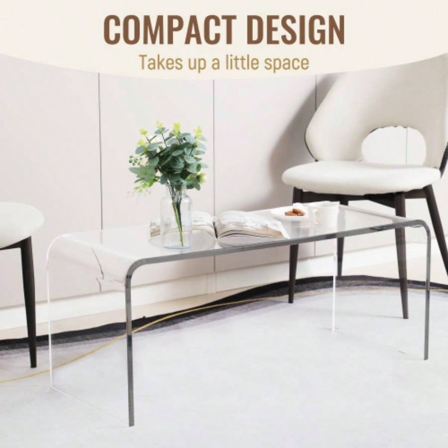 HOMCOM 39.25 Long Rectangle All Acrylic 15mm Thick Waterfall Coffee Table,