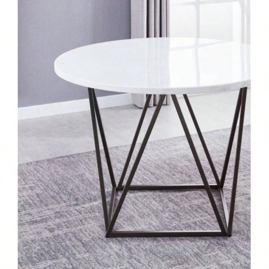 Ramona - Marble Top Round Dining Table - White