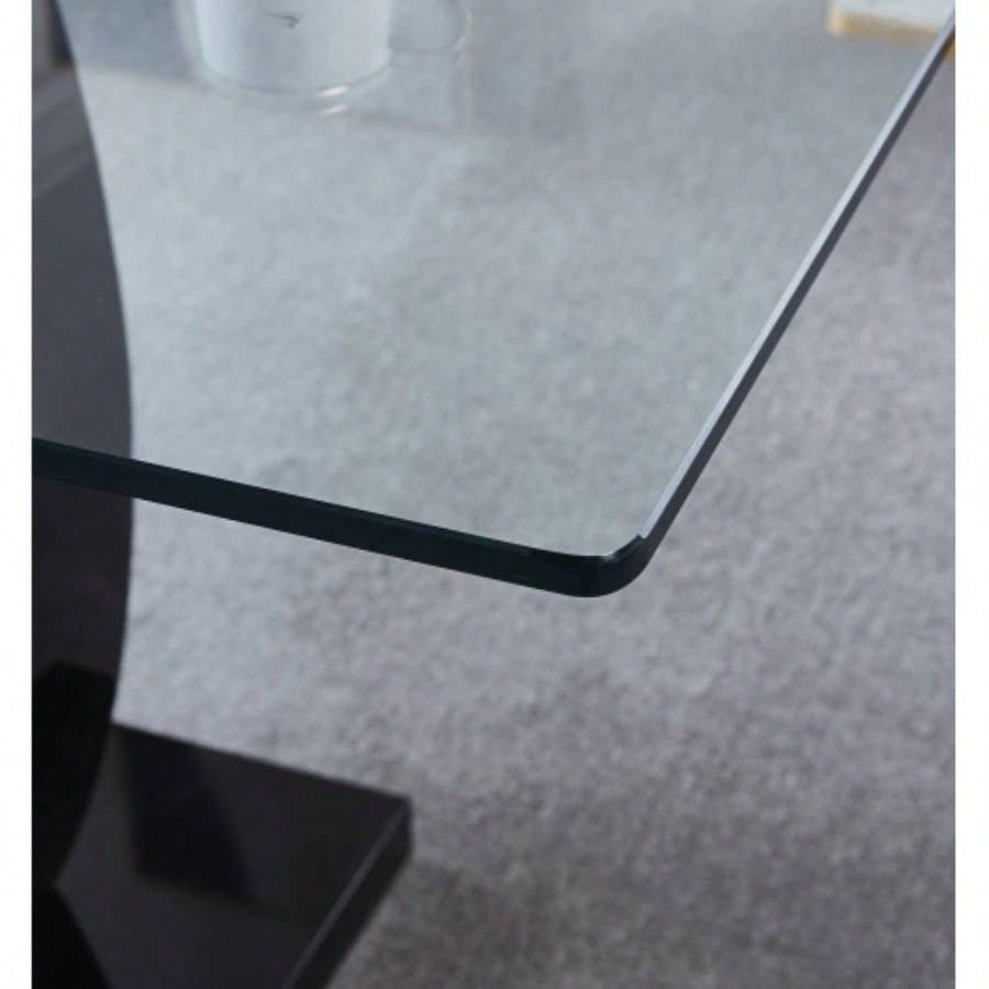 Contemporary Dining Table Tempered Glass Top