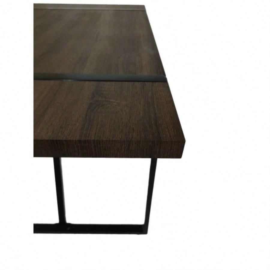 55 Dining Table modern rustic Industrial Rectangular MDF Walnut color 4 - 6 Person, With 1.5 Thick Engineered Wood Tabletop and Black Metal, writing DeskKitchen terrace Dining Living Room