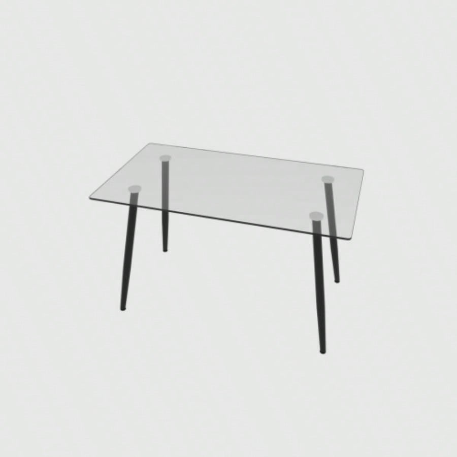 51 Dining Table Modern Minimalist Rectangular Glass 4 - 6 with 0.31 Tempered Glass Tabletop and Black Metal, Writing Table Desk, Kitchen Dining Living Room 0 damage