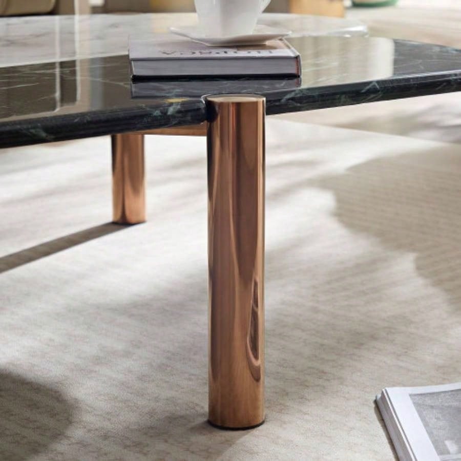 Faux Marble Coffee Tables Accent Tea Tables with Gold Metal Foot Living Room Home Office