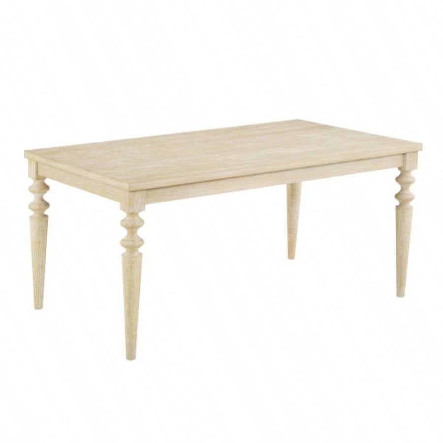 Amonia Urban Style Wired White Wood Turned - Leg Dining Table