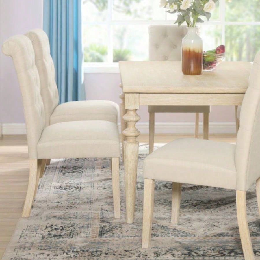 Amonia Urban Style Wired White Wood Turned - Leg Dining Table