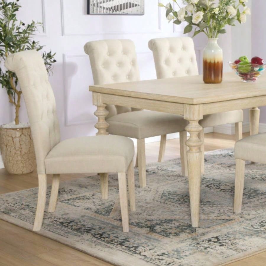 Amonia Urban Style Wired White Wood Turned - Leg Dining Table