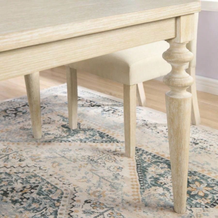 Amonia Urban Style Wired White Wood Turned - Leg Dining Table