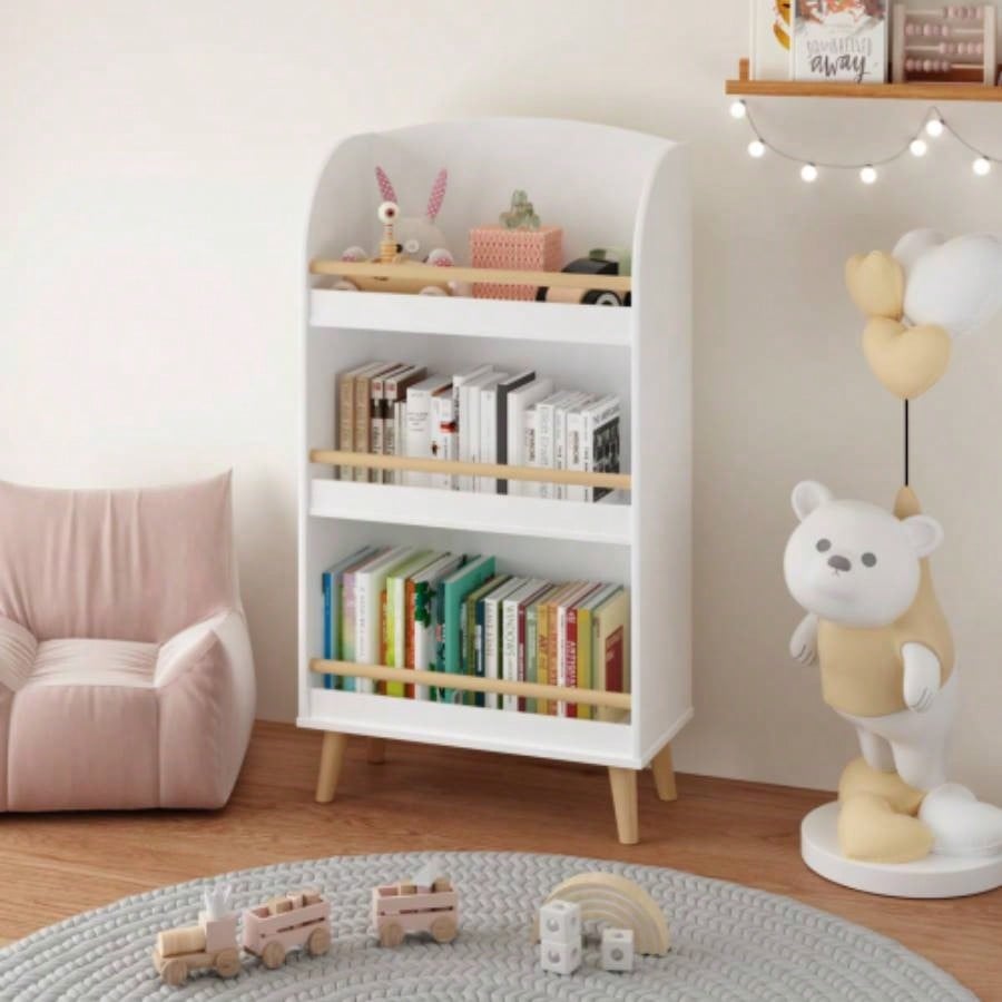 Kids Bookshelf, 3 - Tier Bookcase, Book Organizer, toy Storage Cabinet Organizer, White