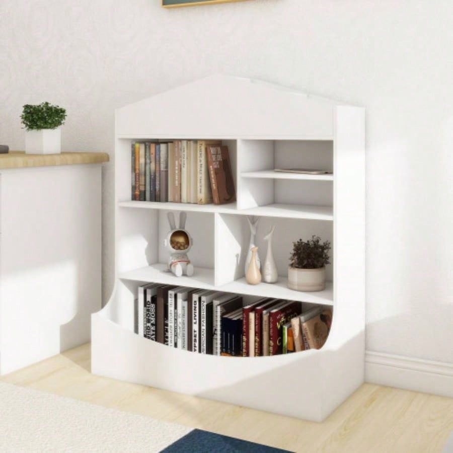 Multi - Functional Shelf Bookcase, Storage Display, Rack, Organizer, White, 14.37 Dx 31.50x39.37 H