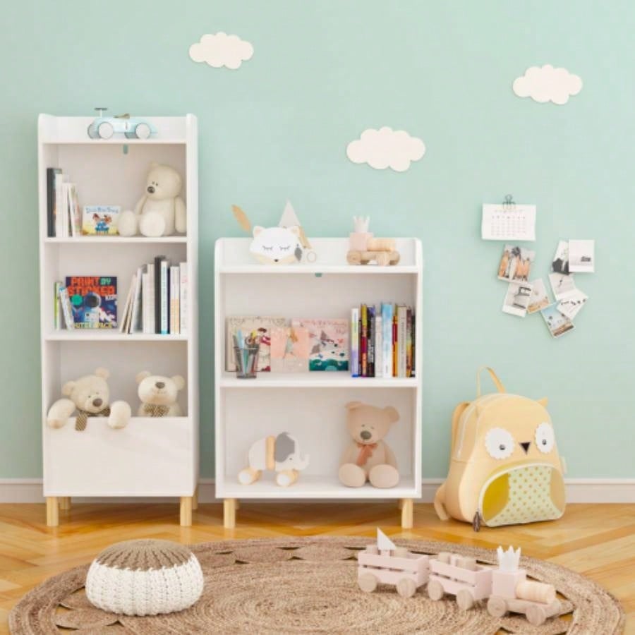 Kids 4 - Tier Bookcase, Childrens Book Display, Bookshelf Toy Storage Cabinet Organizer Childrens Room, Playroom, Nursery