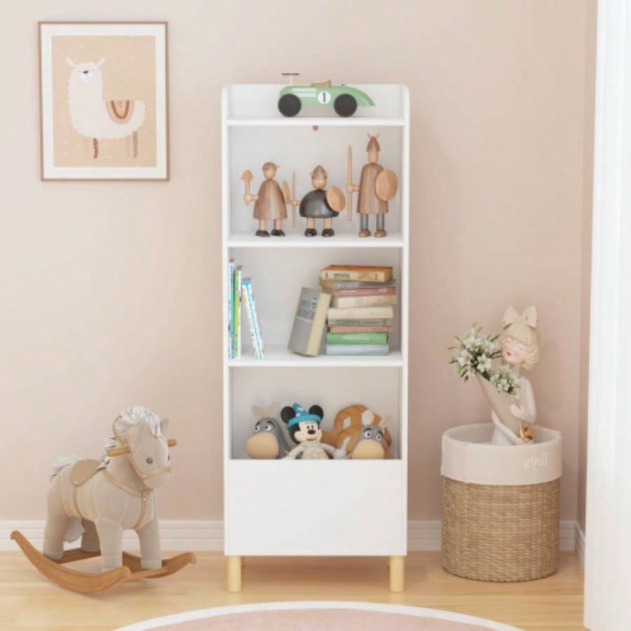 Kids 4 - Tier Bookcase, Childrens Book Display, Bookshelf Toy Storage Cabinet Organizer Childrens Room, Playroom, Nursery