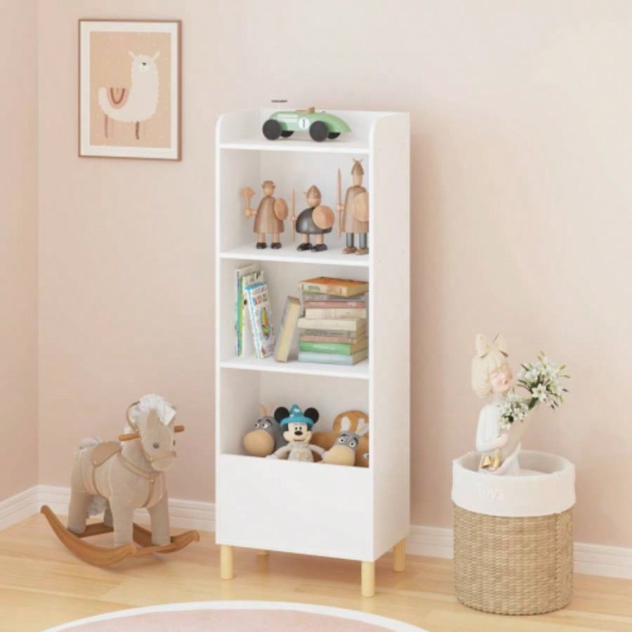 Kids 4 - Tier Bookcase, Childrens Book Display, Bookshelf Toy Storage Cabinet Organizer Childrens Room, Playroom, Nursery