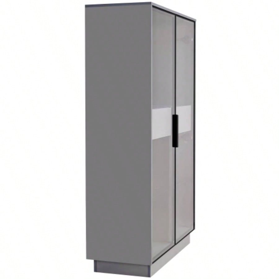 60.6 Freestanding Display Cabinet with 2 Storage Drawers, Pantry with Glass Doors LED Lighting, Modern Bookcase with Adjustable Shelves Hallways, Kitchen, Livingroom Office -