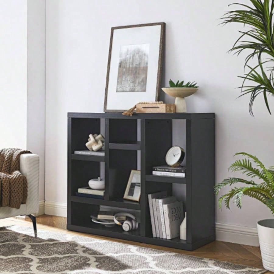 Open Wooden Open Shelf Bookcase, Freestanding Display Storage Cabinet with Cube Storage Spaces, Floor Standing Bookshelf, Entryway, Living Room Storage Cabinet