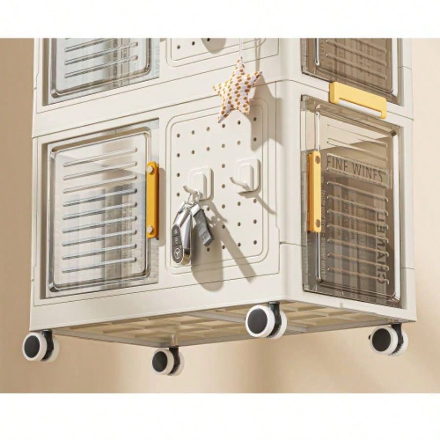 4 - Tier Rolling Storage bookcase with Wheels, Large Capacity Storage bins, Mobile Multifunction Utility Rolling Storage Organizer, Mobile Shelvi, living room, office