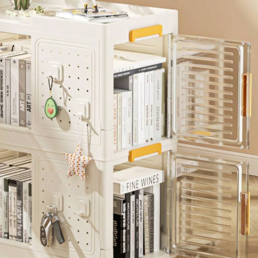 4 - Tier Rolling Storage bookcase with Wheels, Large Capacity Storage bins, Mobile Multifunction Utility Rolling Storage Organizer, Mobile Shelvi, living room, office