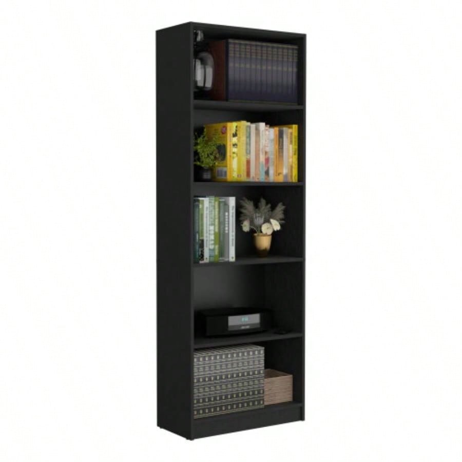 Vinton 4 - Tier Bookcase with Modern Storage Books and Decor, Black