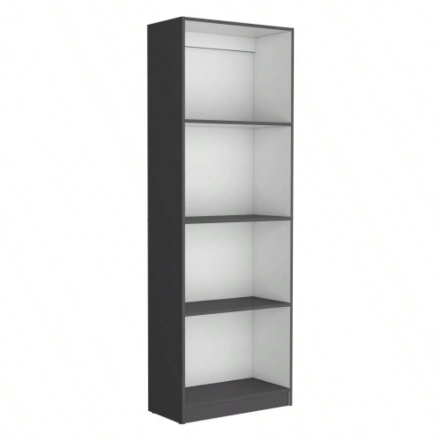 Vinton Bookcase with Spacious Tier - Shelving Design, Matt Gray/ White