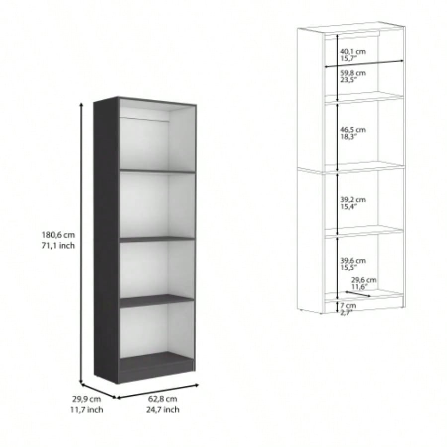 Vinton Bookcase with Spacious Tier - Shelving Design, Matt Gray/ White