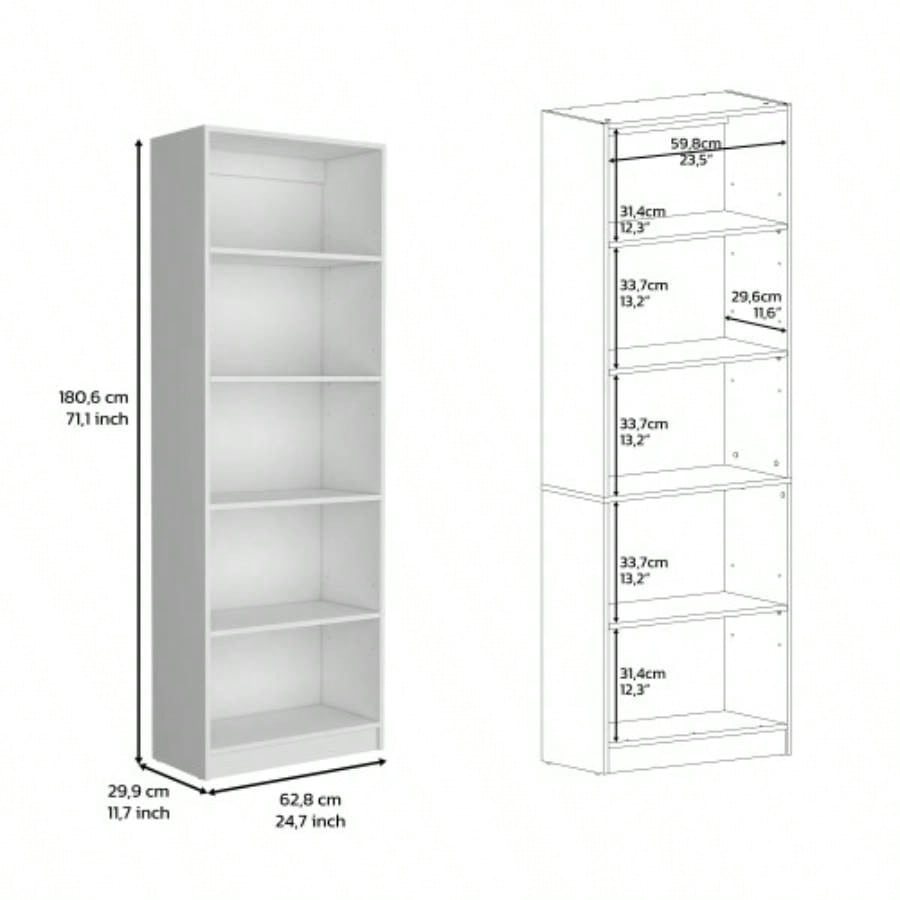 Vinton 4 - Tier Bookcase with Modern Storage Books and Decor, White
