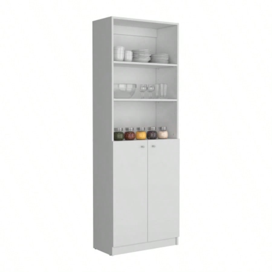 Vinton 2 - Door Bookcase with Upper Shelves, White