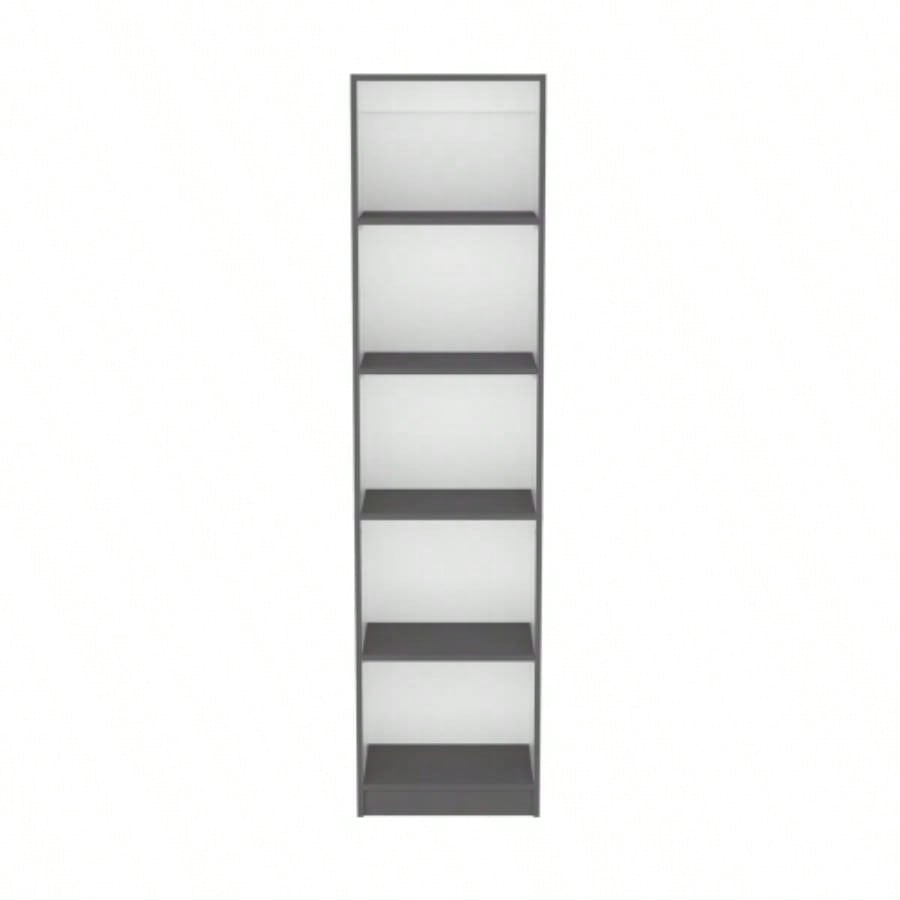Vinton XS Bookcase Compact Bookshelf with Multiple Shelves, Matt Gray/ White