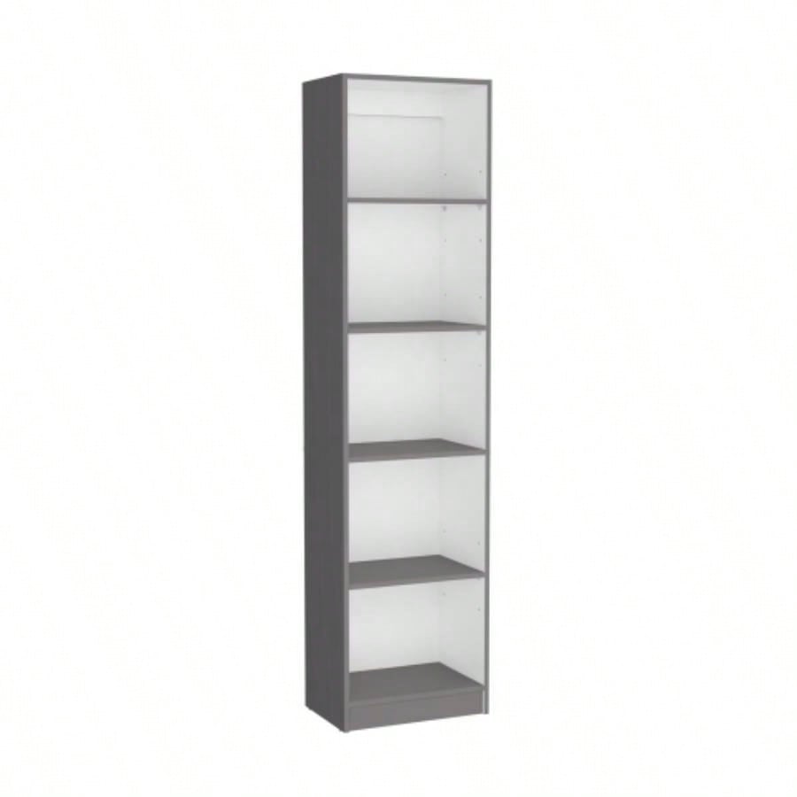 Vinton XS Bookcase Compact Bookshelf with Multiple Shelves, Matt Gray/ White
