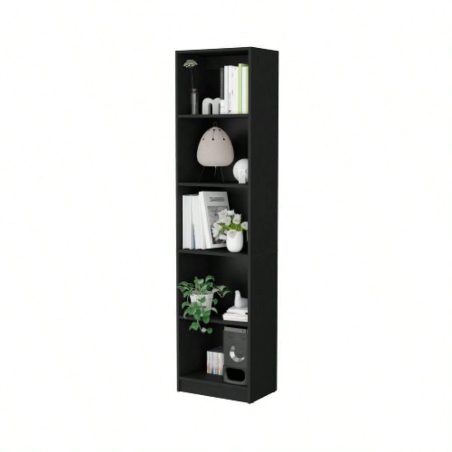 Sutton Slim Bookcase with Modern 5 - Shelf Design