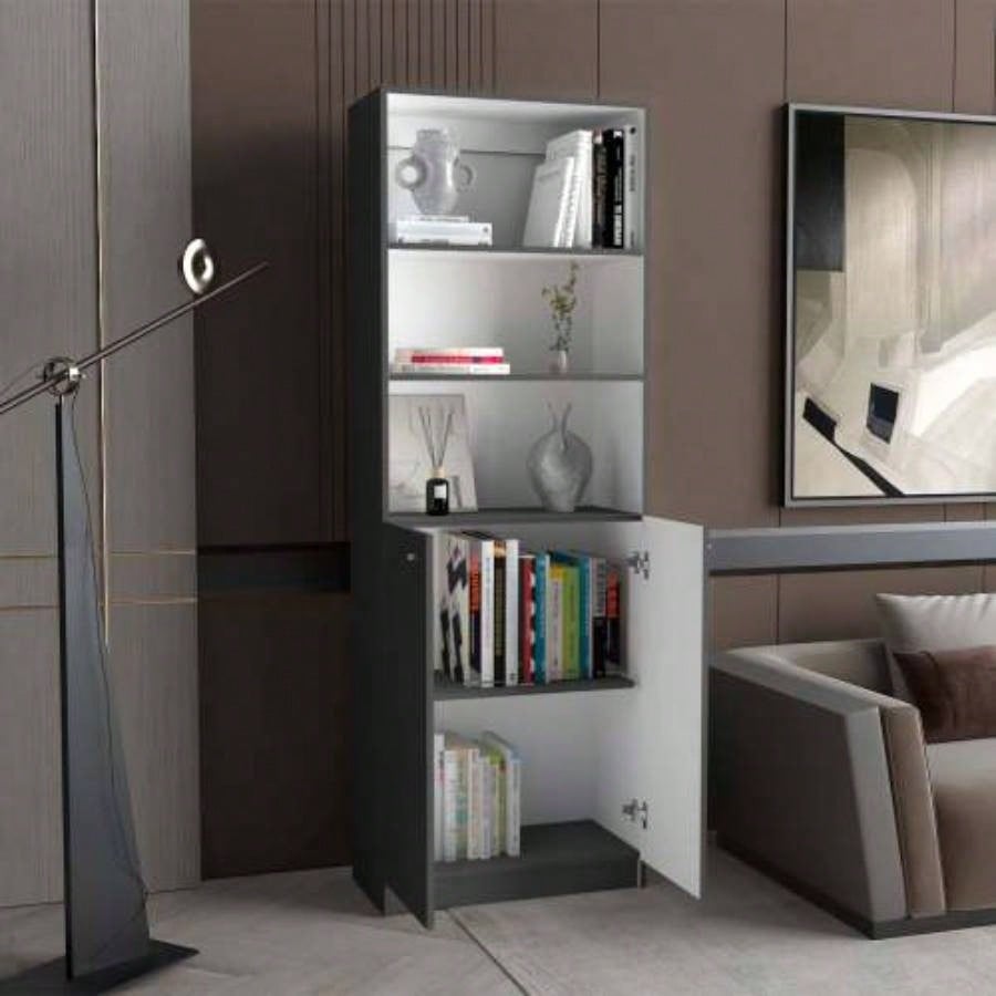 Matt Gray and White 2 - Door Bookcase