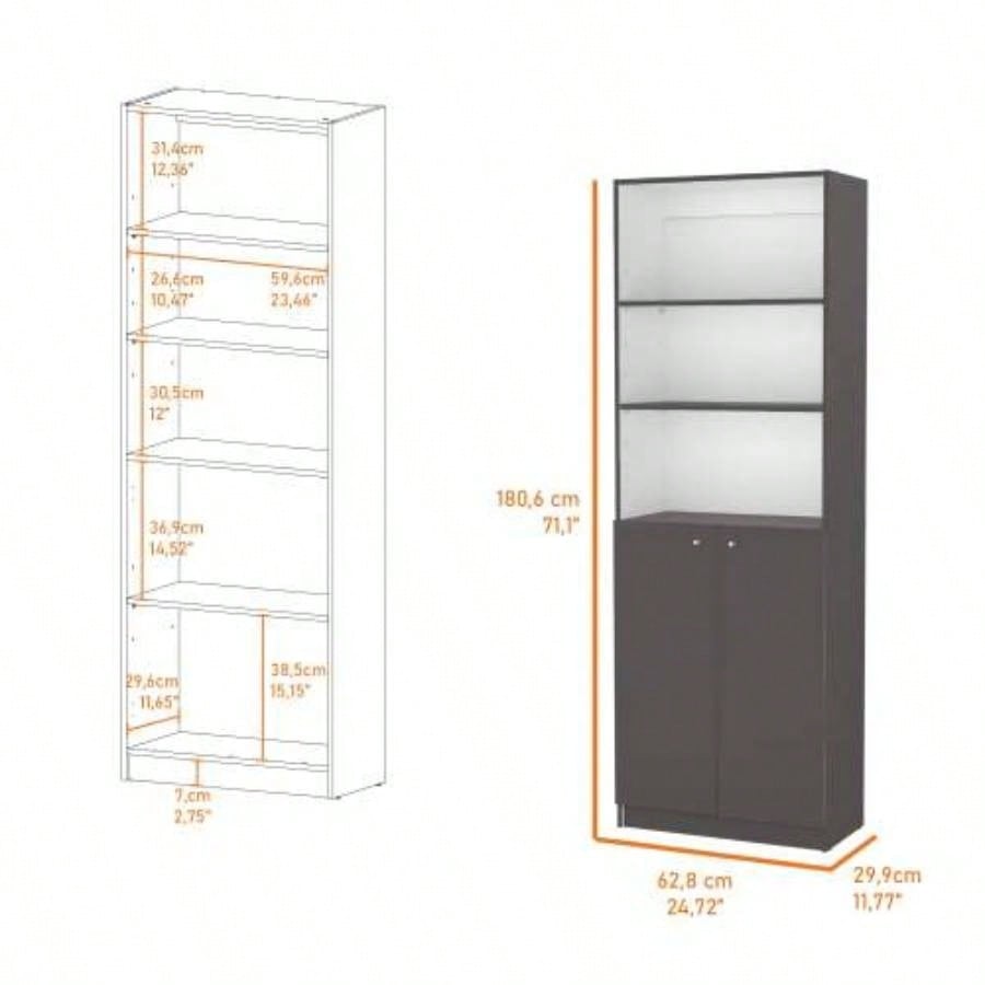 Matt Gray and White 2 - Door Bookcase
