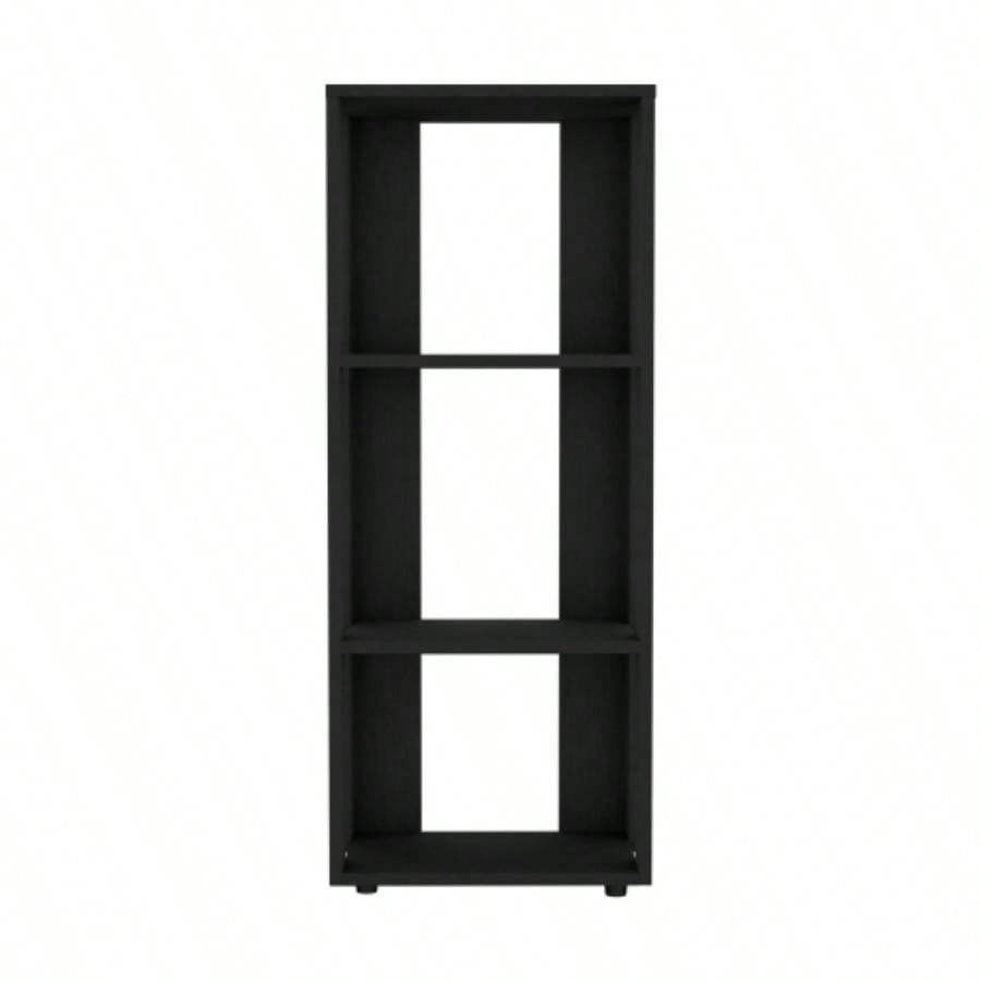 FM FURNITURE Modoc Bookcase in Melamine with Open Storage, Black