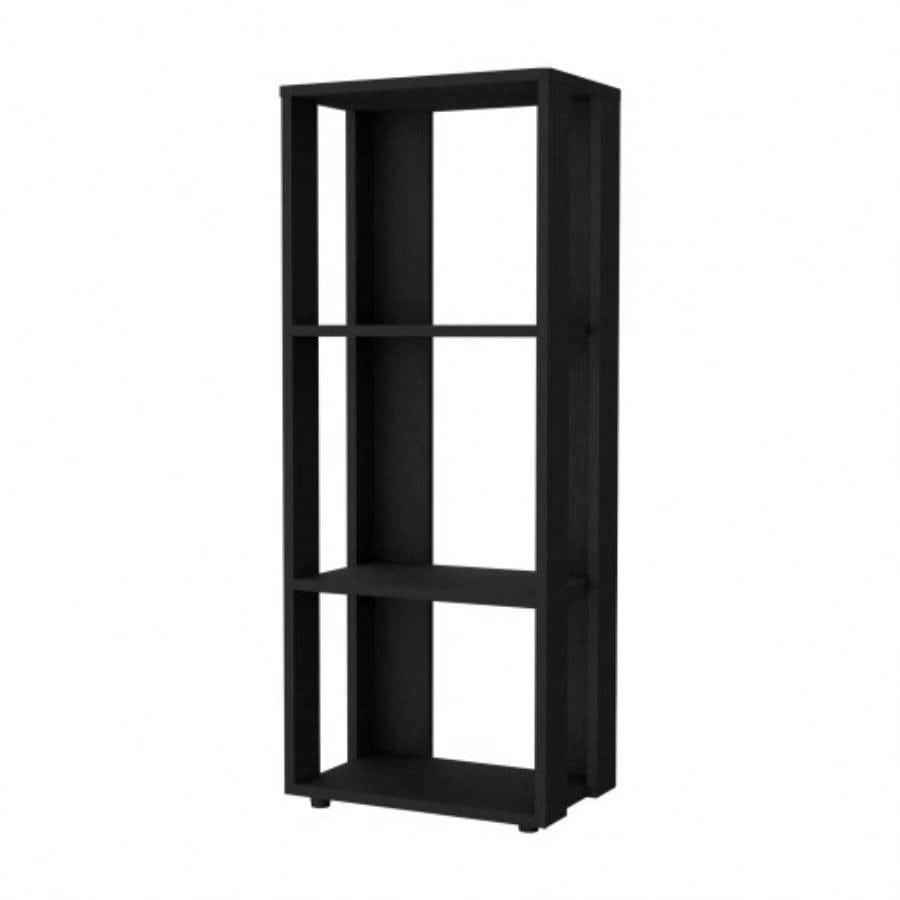 FM FURNITURE Modoc Bookcase in Melamine with Open Storage, Black