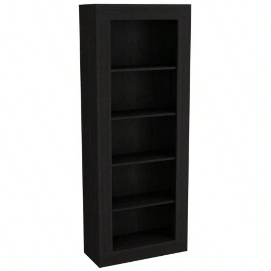 Bookcase with Vertical Design and 5 Storage Shelves, Black