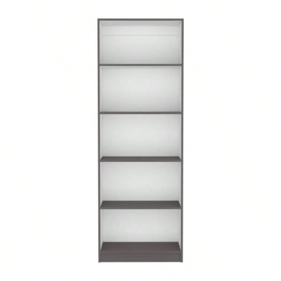 Vinton 4 - Tier Bookcase with Modern Storage Books and Decor, Matt Gray/ White
