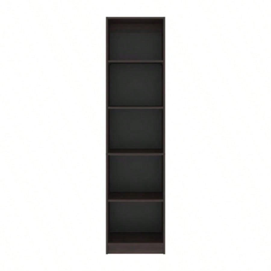 FM FURNITURE Balley Bookcase with Open Storage and 5 Shelves, Stained Walnut